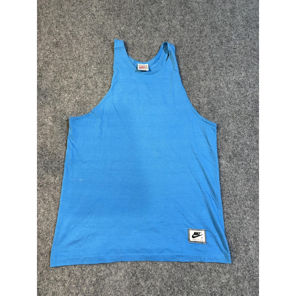 VTG Nike Shirt Mens Medium Blue Tank Top Made USA Gym Training Athletic